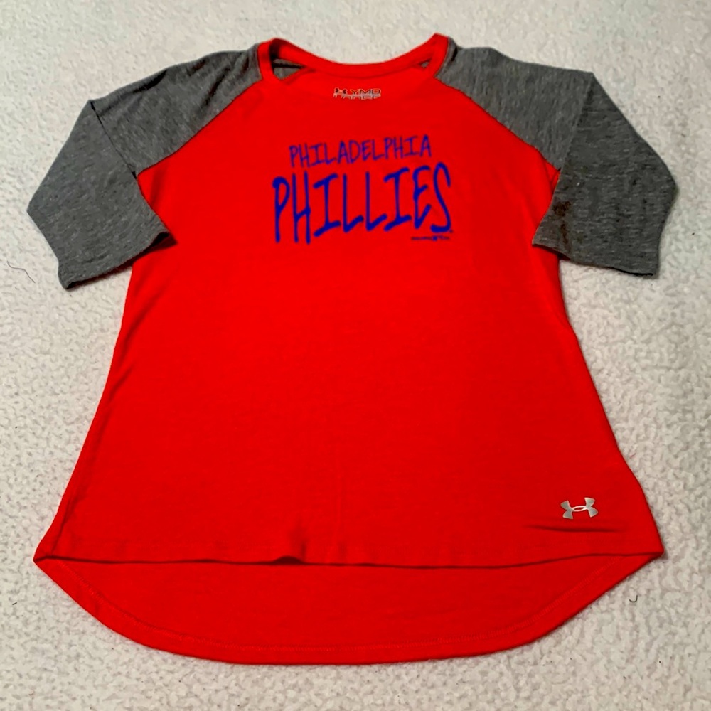 Under Armour Girls “Philadelphia Phillies” 3/4 Sleeve Shirt, EUC, Size Medium